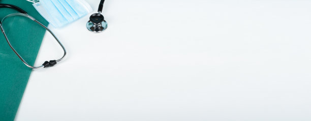 医疗保健文本模板医药治疗理念。听诊器，背景。空白处、听诊器、处方医疗急救健康救护技术。文本的复制空间。横幅。图片下载
