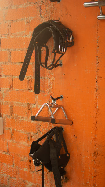 健身或健美概念背景。旧铁哑铃的产品照片，灰色的，在健身房的混凝土地板上。从上面拍摄的照片，有很多复制空间的顶视图图片下载