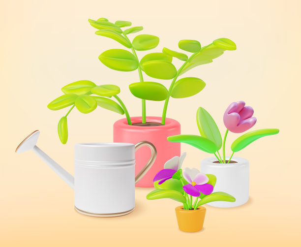 3d室内园艺大销售概念背景卡通设计风格。向量图片下载