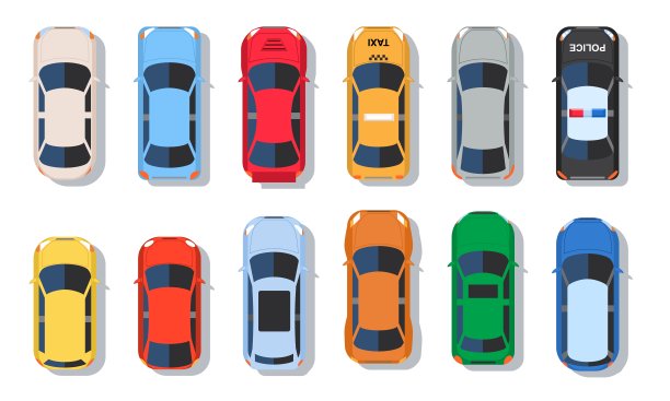 矢量集的汽车顶视图图片下载