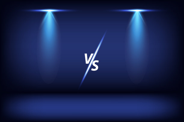 与两个带有聚光灯的明亮照明的屏幕相比。聚光灯照在舞台上。图片下载