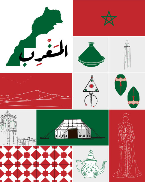 摩洛哥元素的组成。图片下载