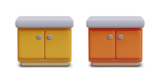 橙色和黄色的梳妆台。卧室家具。彩色插图图片下载