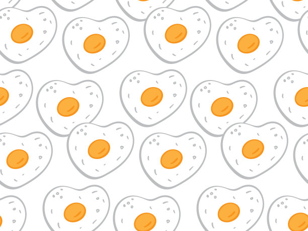 煎蛋心形无缝图案。明亮的鸡蛋纹理，顶视图背景海报，咖啡馆菜单，传单，食谱，横幅，卡片，包装纸，包装设计。爱在蛋里图片下载