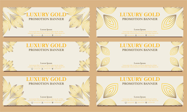 豪华金水平横幅模板。适合网页横幅，横幅和互联网广告的设计图片下载