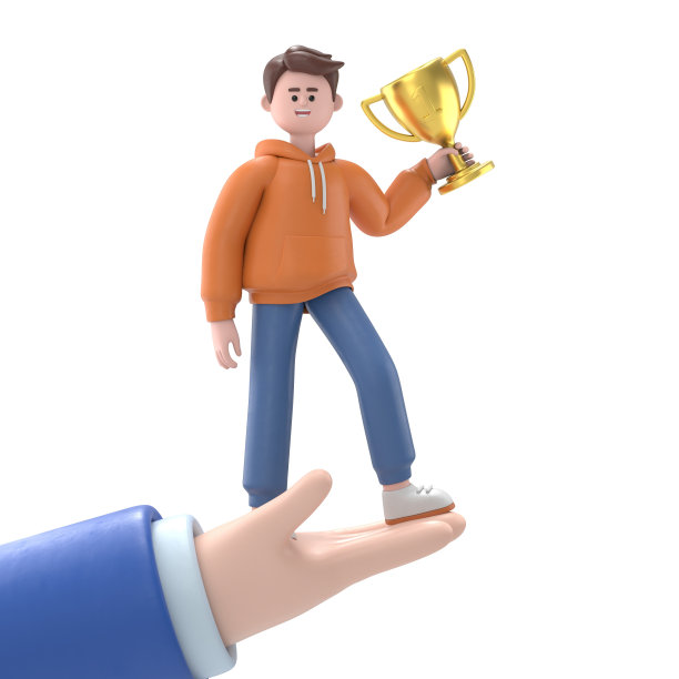 成功的商人手持奖杯和公文包，庆祝他的胜利。商业上的成功、胜利、目标或成就。团队合作，赢得竞争。图片下载