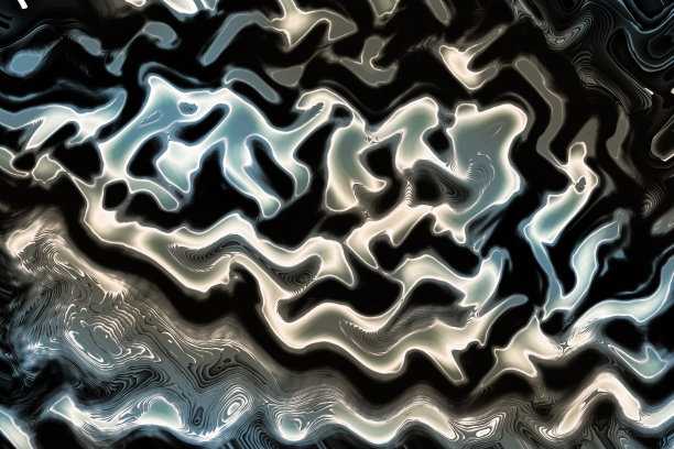 柔软的金属图像艺术，类似于大脑，在黑暗的背景上呈现出银色和金色的苍白图像。图片下载