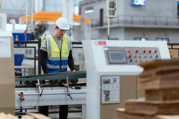 员工们在一家大型造纸厂工作。图片下载