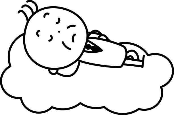 一个人躺在云上的插图/插图材料(矢量插图)图片下载