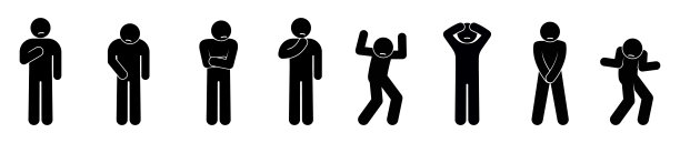 木棍，人物，悲伤的人，孤立的人的剪影，一组沮丧的木棍人图片下载