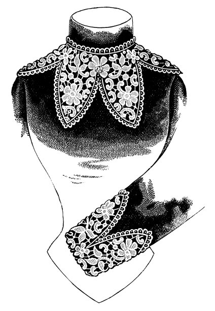 19世纪90年代维多利亚时代的时尚，女士袖口和衣领设计图案在蕾丝通道- 19世纪图片下载