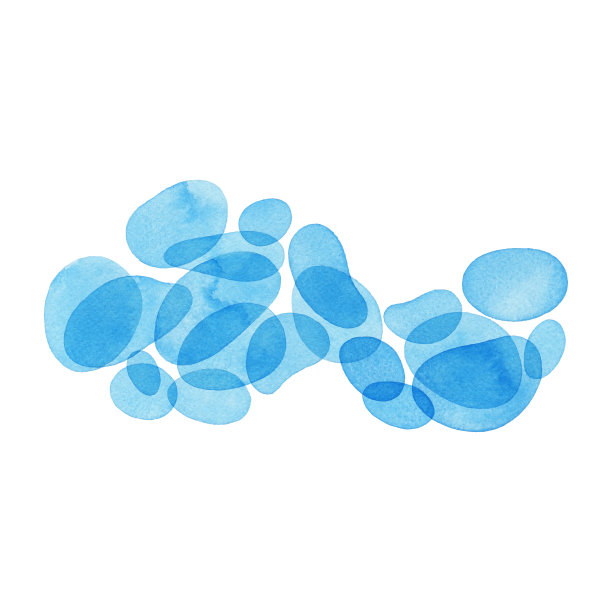 水彩背景与重叠抽象的蓝色形状图片下载