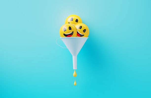 球体纹理与笑脸和白色漏斗形成一个冰淇淋甜筒在蓝色背景图片下载