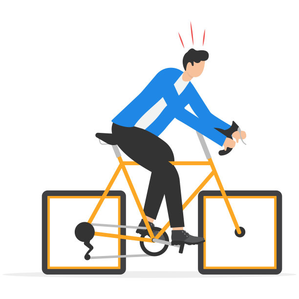 自行车的方形轮子。工作业务。平面矢量插图。图片下载