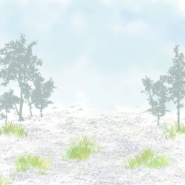 冬天的草地与树木的背景，想象的看法，插图。图片下载