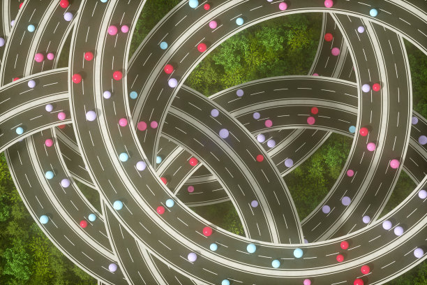 自动驾驶，自动驾驶，无人驾驶，高速公路上的联网汽车图片下载