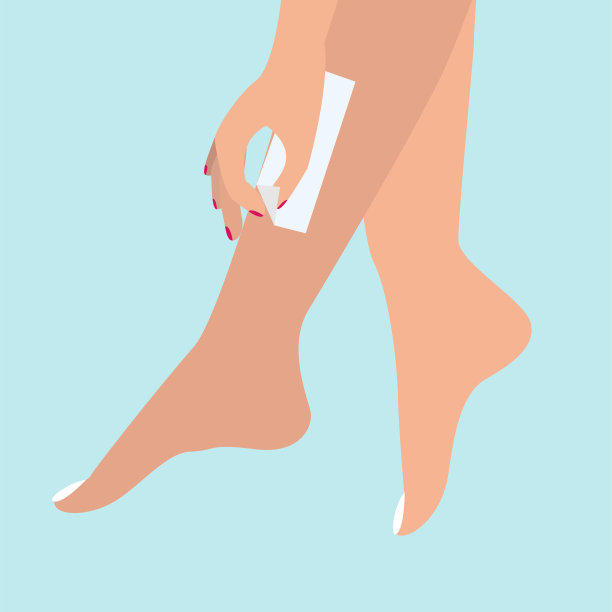 女性在腿上使用脱毛方法。图片下载