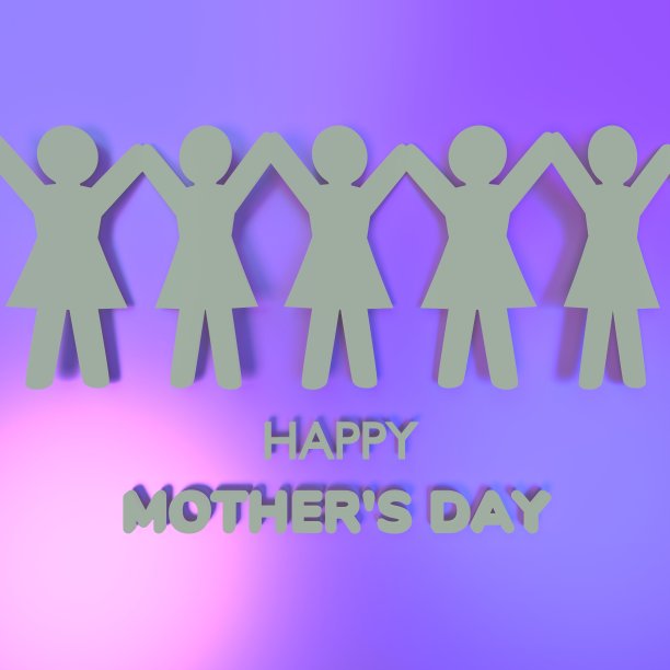 妇女手拉手折纸庆祝母亲节图片下载