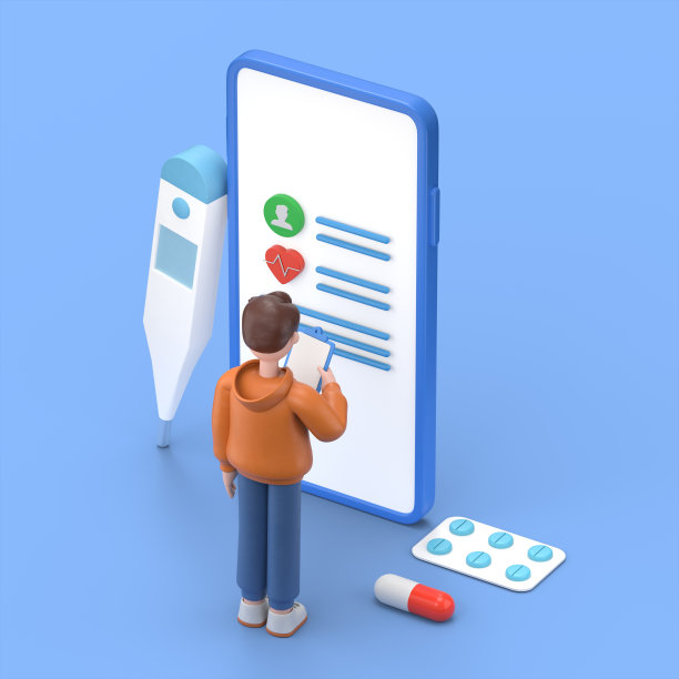 医生药剂师概念。3D插图的男性男子卡迪尔可以用于网页横幅，信息图表，英雄形象。平面等距三维插图孤立的蓝色背景。图片下载