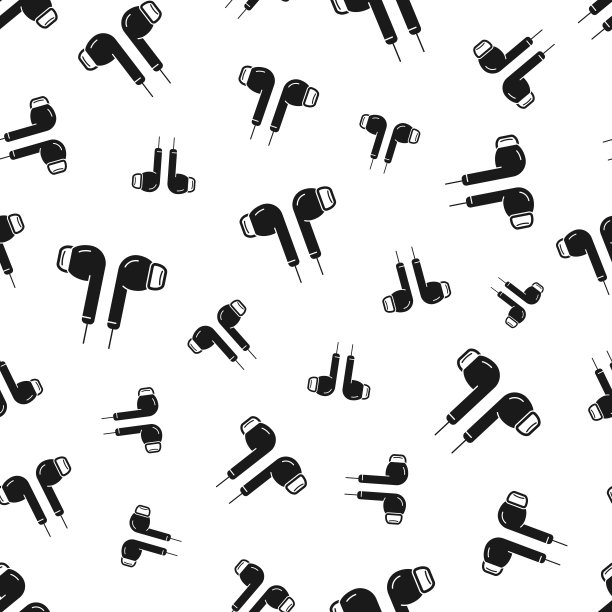 耳机。无缝模式。白色背景的图标图片下载