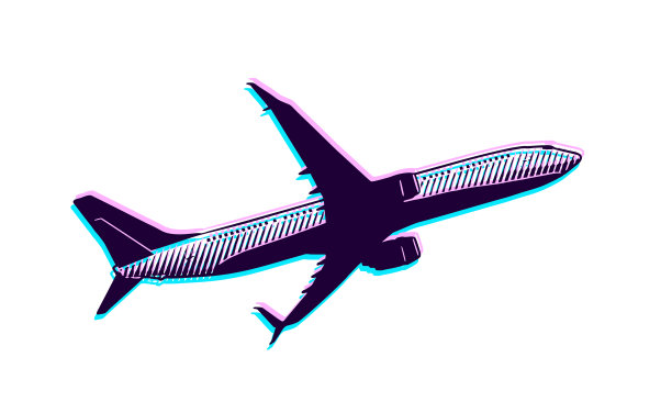 用故障技术在白色背景上剪切客机图片下载