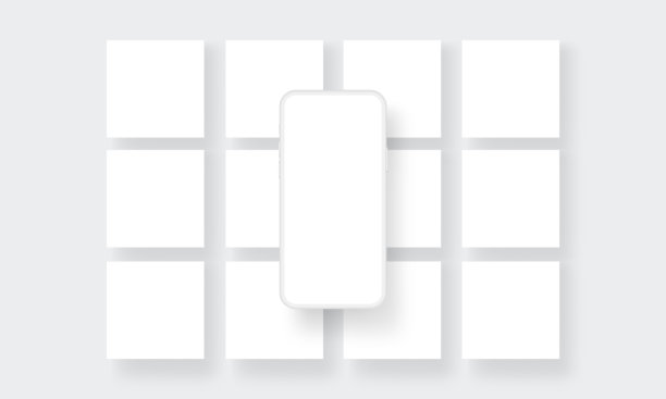 粘土智能手机与空白屏幕。展示社交媒体帖子设计的模型图片下载