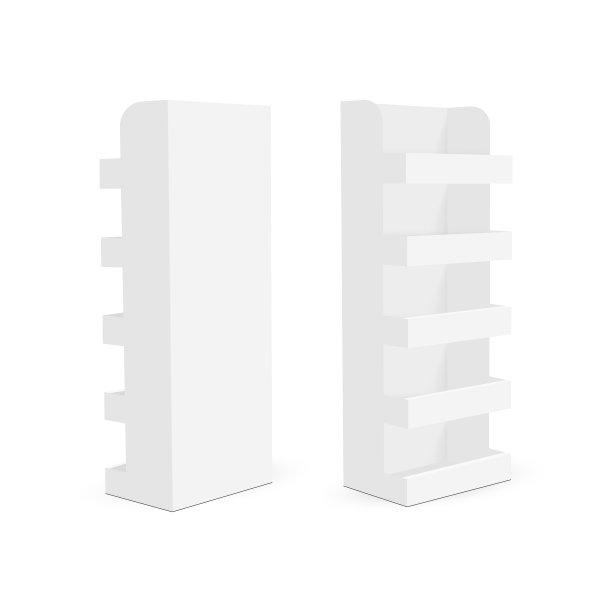 空白POS显示架与货架，侧面和背面的侧面视图图片下载