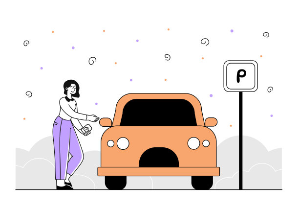 停车矢量的女人很简单图片下载