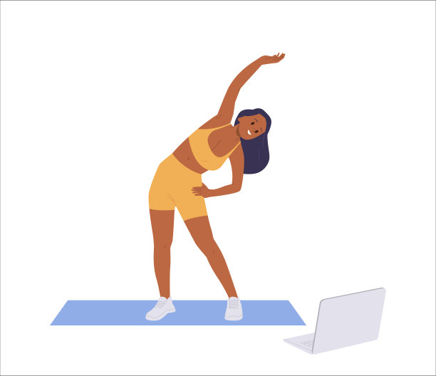 女运动员卡通人物流媒体视频与训练运动健康频道图片下载