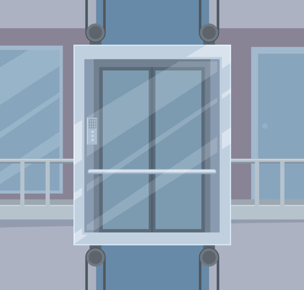 商务中心空电梯，透明玻璃墙图片下载