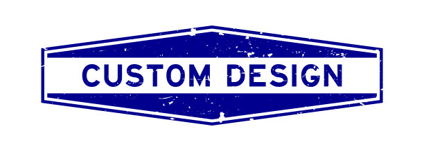 Grunge蓝色定制设计字六边形橡胶印章白色背景图片下载