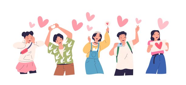 韩国的粉丝。韩国流行音乐文化，韩国流行偶像狂热人物与标牌和加油棒在韩国音乐明星的音乐会事件，卡通经典矢量插图图片下载