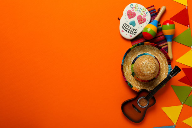 墨西哥的节日，亡灵节。这一天的主要象征。图片下载