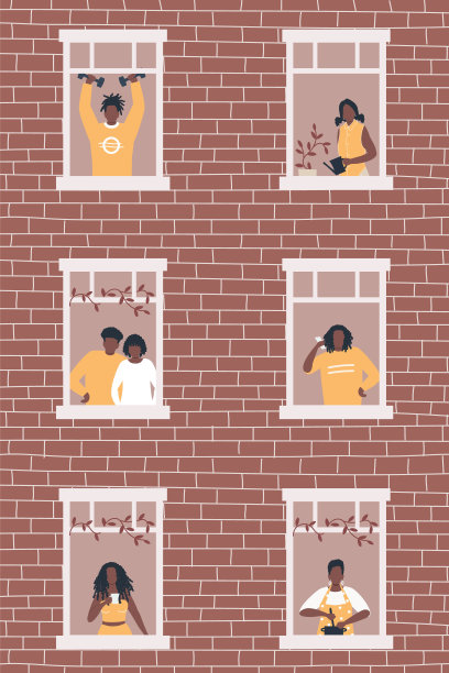 人们在褐色房子的窗口。黑人。邻居图片下载