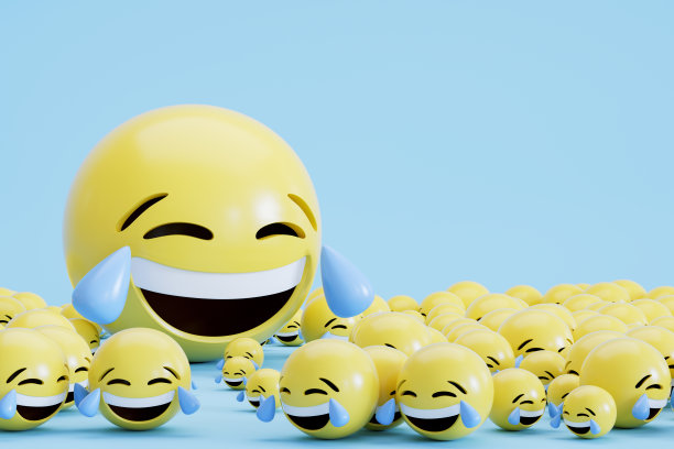 蓝色背景上的笑脸表情符号图片下载