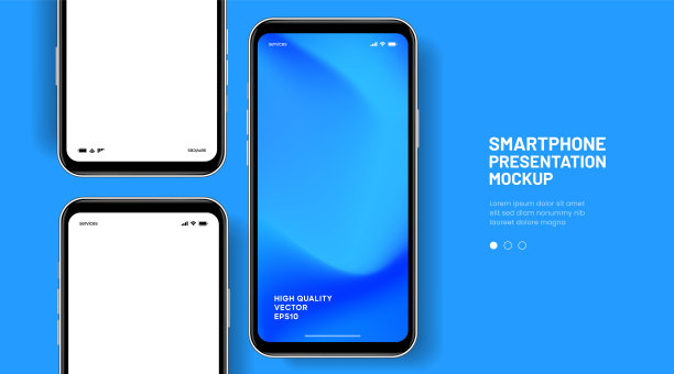 3D逼真的高质量智能手机模型与孤立的背景。智能手机模型收集。设备前视图。3D手机与阴影在白色背景。图片下载