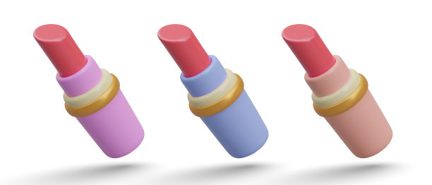 蓝色，粉色和珊瑚管的红色唇膏系列图片下载
