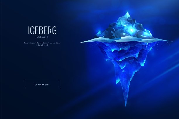 数字只是冰山一角。海洋中的冰川冰岩。气候变暖。南极洲的技术。全球的环境。隐藏在北极海水中的冰山。寒冷的高峰。发出火花。向量的背景图片下载