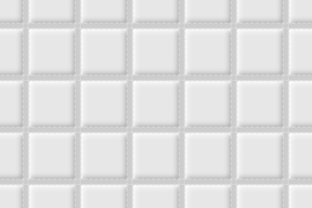 豪华白色和灰色方形绗缝纹理背景。拼接被子的无缝图案。几何瓷砖图案。矢量插图。图片下载