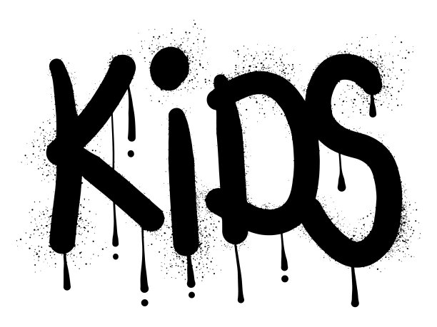 涂鸦孩子用黑色喷漆发短信图片下载