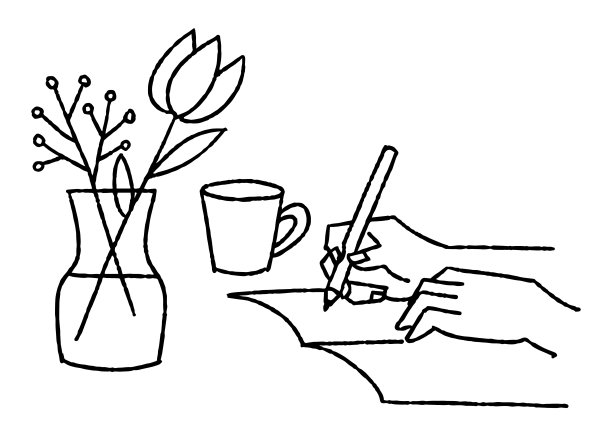 一只手在笔记本和花瓶上写着什么图片下载