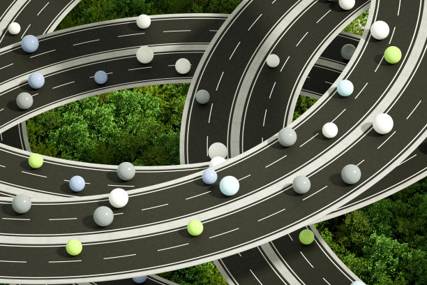 自动驾驶，自动驾驶，无人驾驶，高速公路上的联网汽车图片下载