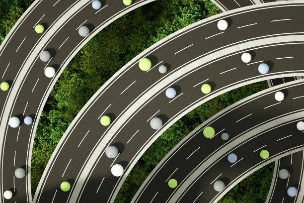 自动驾驶，自动驾驶，无人驾驶，高速公路上的联网汽车图片下载