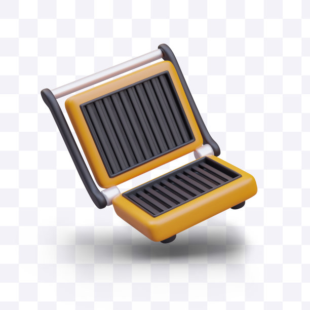 现实的开放式烧烤黑色和黄色的颜色。烹调食物用的厨房电器图片下载