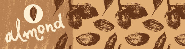 杏仁横幅背景。杏仁无缝图案。图片下载