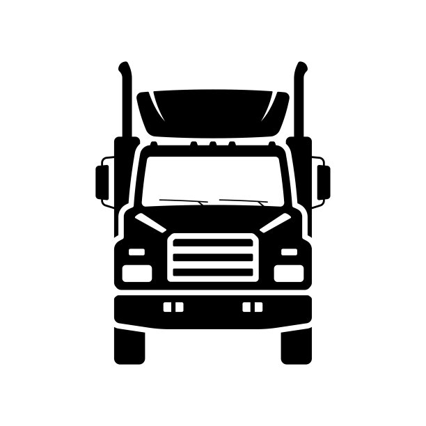 卡车图标。黑色的轮廓。前视图。矢量简单的平面图形说明。白色背景上的孤立物体。隔离。图片下载