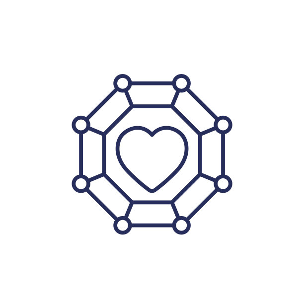 核心价值观线图标与心图片下载