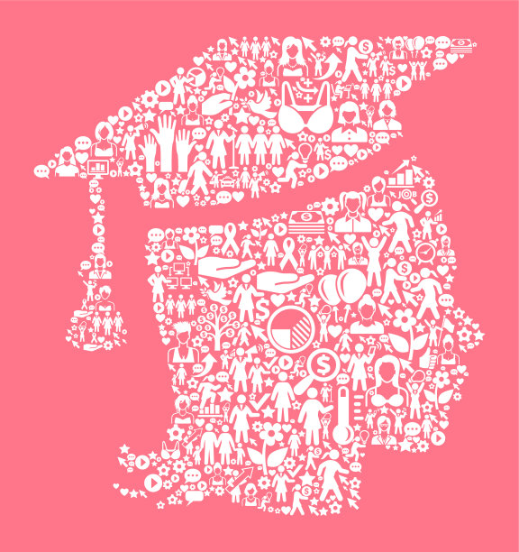 毕业女性妇女权利和女孩权力图标模式图片下载