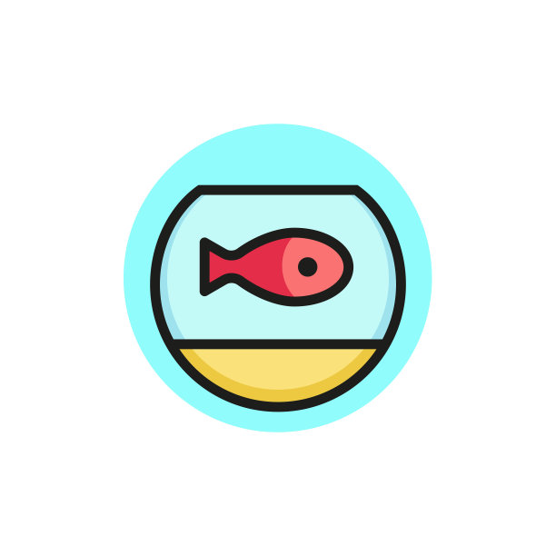 水族箱中的鱼线性图标图片下载