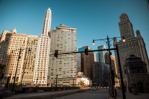 芝加哥城市摩天大楼-商业中心-美国-股票照片图片下载